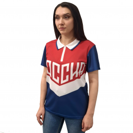 Футболка с полной запечаткой женская, модель с воротником поло, материал ложная сетка