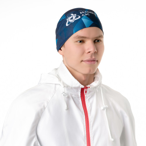 Шапка с отворотом с полной запечаткой трикотажная двухслойная с подкладом из флиса