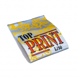 Ярлык для одежды жаккардовый с цветной печатью