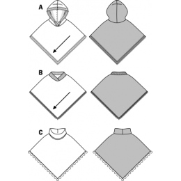 Пончо с воротником кашкорсе