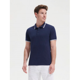 Рубашка поло мужская Pasadena Men 200 с контрастной отделкой, красная с белым