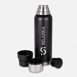 Термос Relaxika 1000 со стикерпаком, черный