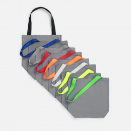 Шопер B5, серый с широкими белыми ручками