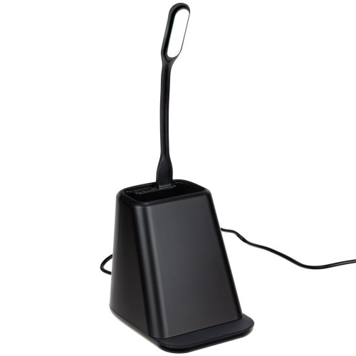 Настольный органайзер с зарядкой, лампой, вентилятором и подсветкой логотипа powerTower, черный