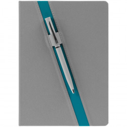 Ежедневник Rubikon на заказ, недатированный серо-бирюзовый