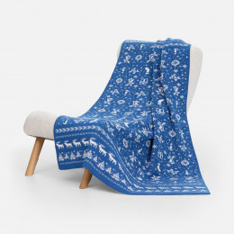 Плед Holidale, синий с молочным