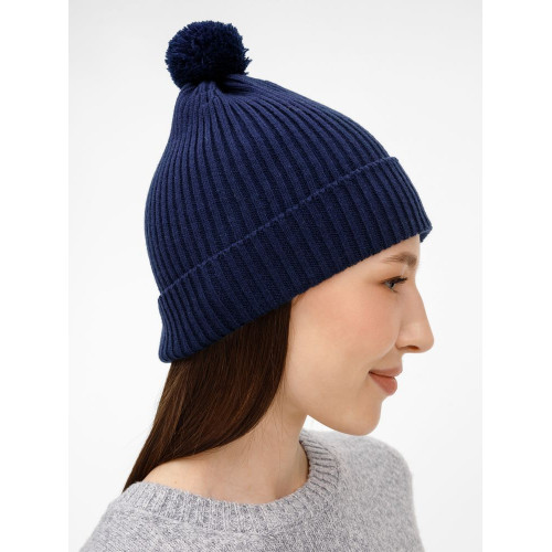 Шапка Catch Match с помпоном, темно-синяя