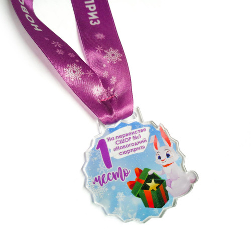 Медаль из акрила 1-слойная с УФ-печатью D-40, толщина 10 мм