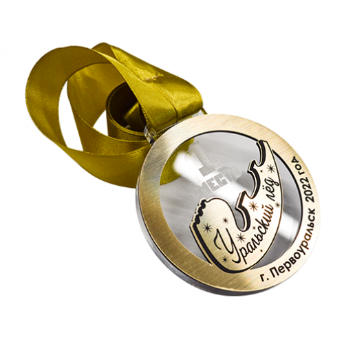 Медаль из акрила с пластиком 2-слойная D-40, толщина 10 мм