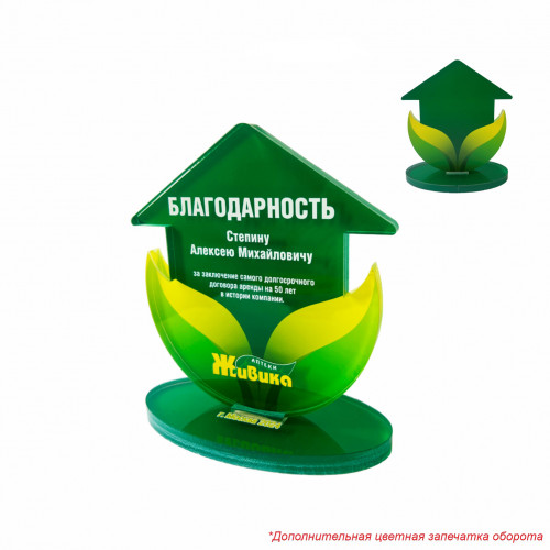 Приз из акрила 1-слойный с УФ-печатью S 201-300 см2, толщина 10 мм